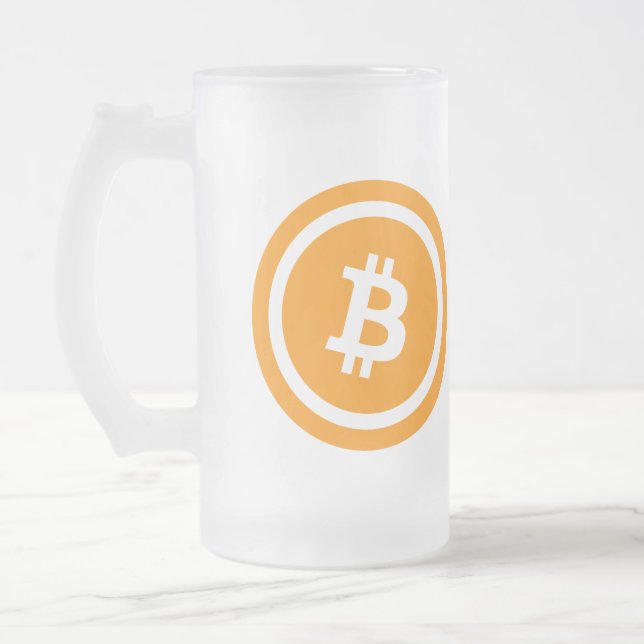 Bitcoin Frosted Glass Beer Mug (Left)