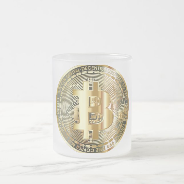 Bitcoin Frosted Glass Coffee Mug (Center)