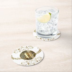 Bitcoin Gold Coin Crypto Money White Round Paper Coaster