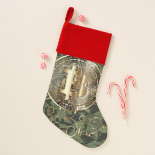 Bitcoin Gold Coin Green Money Design Christmas Stocking