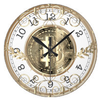 Bitcoin Gold Coin Large Clock