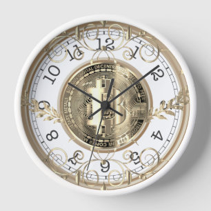 Bitcoin Gold Coin Money Design Clock