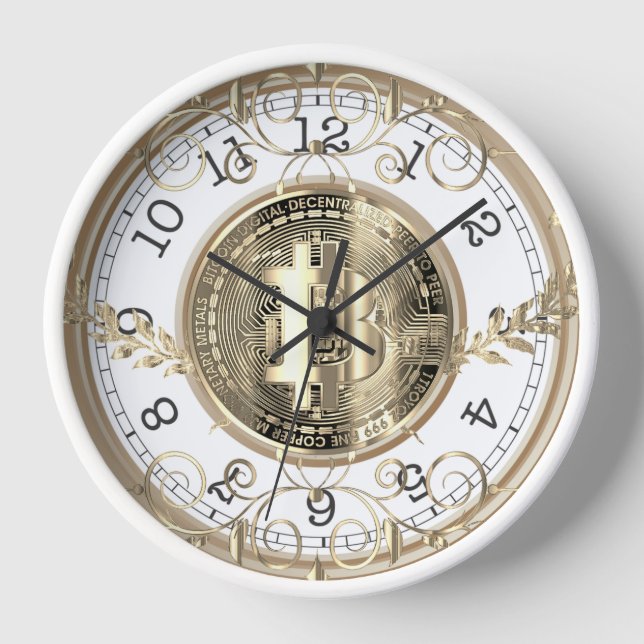 Bitcoin Gold Coin Money Design Clock (Front)