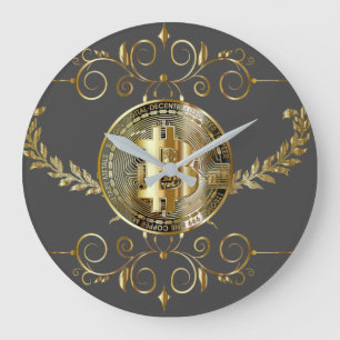 Bitcoin Gold Coin Money Design Large Clock