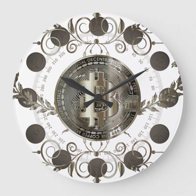 Bitcoin Gold Coin Money Design Large Clock (Front)
