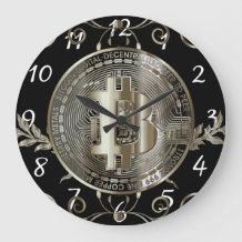 Bitcoin Gold Coin Round Clock