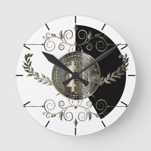 Bitcoin Gold Coin Round Clock