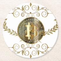 Bitcoin Gold Coin Round Paper Coaster