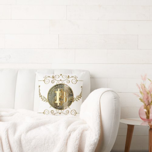 Bitcoin Gold Coin  Throw Pillow