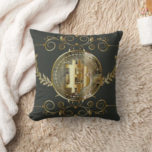 Bitcoin Gold Coin Throw Pillow