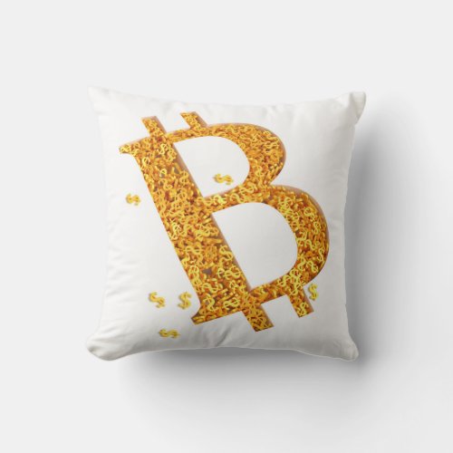 Bitcoin Gold Dollar Cryptocurrency Blockchain Logo Throw Pillow