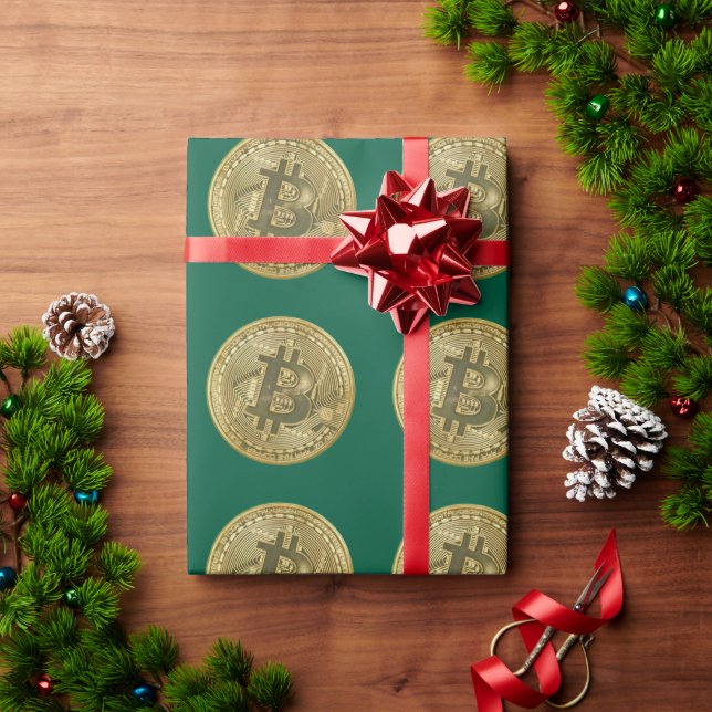 Bitcoin Green Wrapping Paper (Holiday Gift)