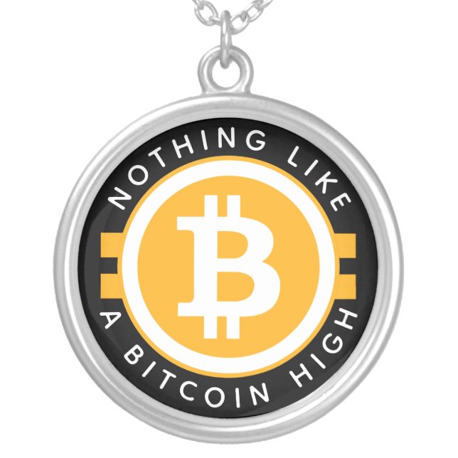 Bitcoin High Silver Plated Necklace (Front)