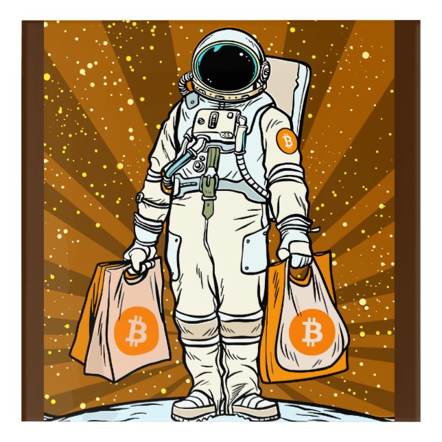 BITCOIN-HODL-Crypto Astronaut Acrylic Print (Front)