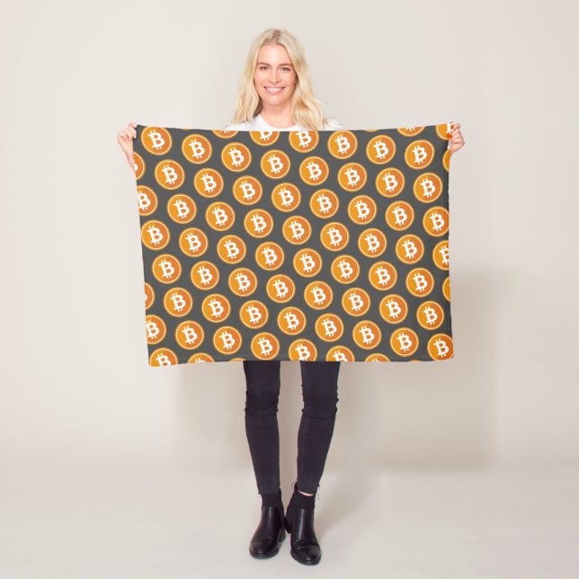 Bitcoin Icon in orange and grey - cryptocurrency Fleece Blanket (In Situ)