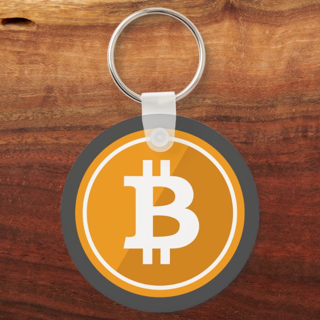 Bitcoin Icon in orange and grey - cryptocurrency Keychain (Front)