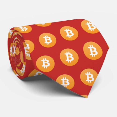 Bitcoin Icon Pattern Red Tie