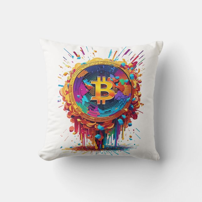 Bitcoin illustration throw pillow (Front)