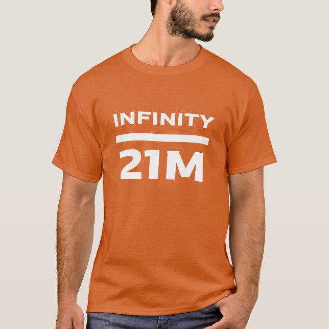 Bitcoin Infinity divided by 21 Million T-Shirt (Front)