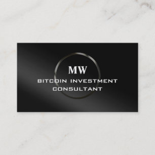 Bitcoin Investment Consultant, silver ring logo Business Card