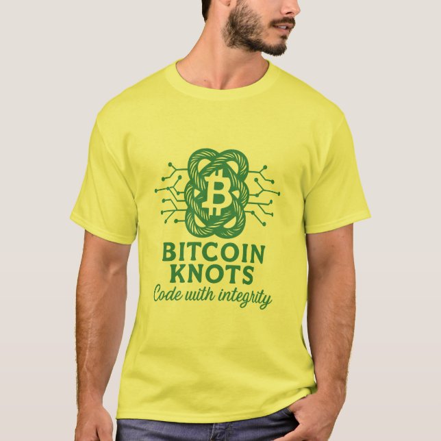 Bitcoin Knots T-Shirt – “Code with Integrity” Knot (Front)