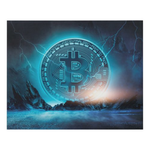 Bitcoin Landing Crypto BTC Cryptocurrency Logo Faux Canvas Print