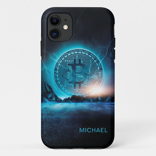 Bitcoin Landing Crypto BTC Personalized Name Case-Mate iPhone Case (Back)