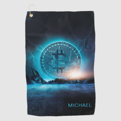 Bitcoin Landing Crypto BTC Personalized Name Golf Towel