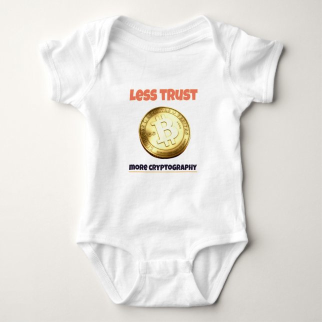 Bitcoin less trust Baby Strampler Baby Bodysuit (Front)