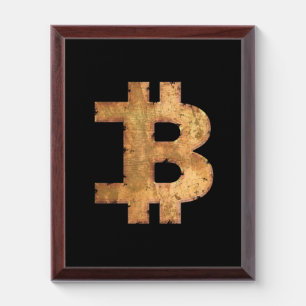 BITCOIN LETTER B VINTAGE CRYPTOCURRENCY GIFT AWARD PLAQUE