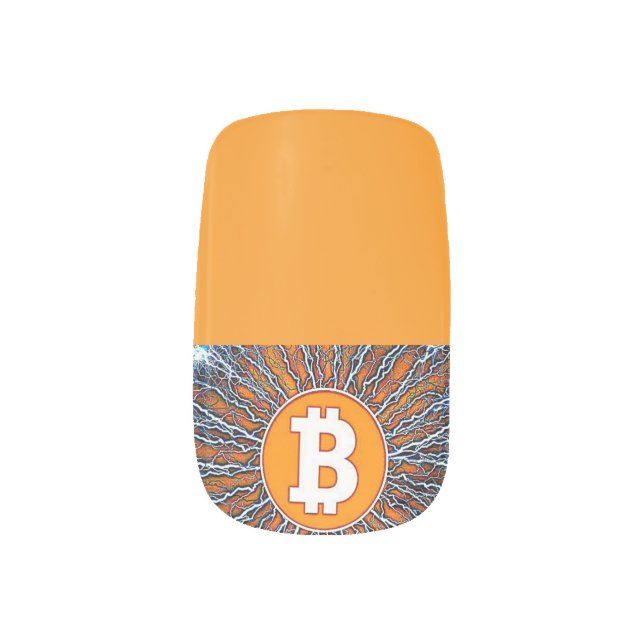 Bitcoin lightning, minx nail art (Left Thumb)