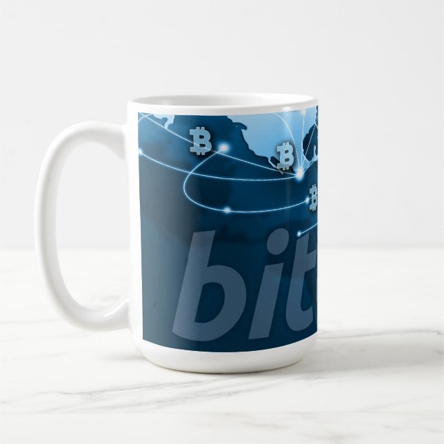 Bitcoin logo coffee mug (Left)