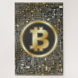 Bitcoin Logo Crypto Circuit Board Cryptocurrency Jigsaw Puzzle