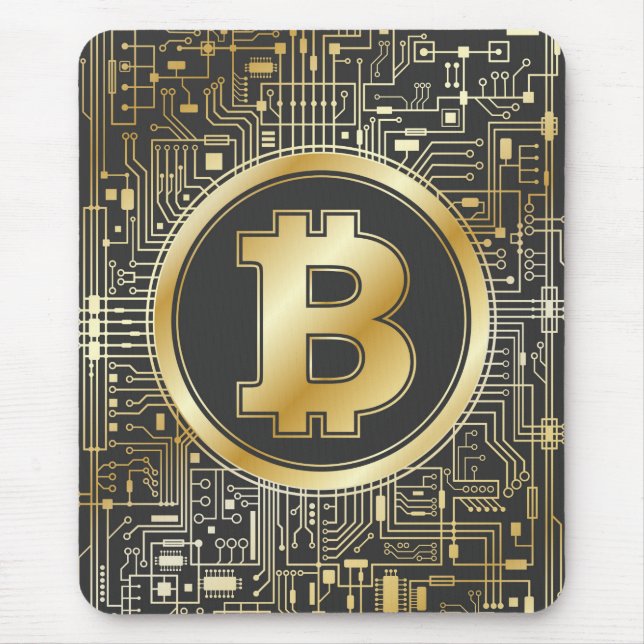 Bitcoin Logo Crypto Circuit Board Cryptocurrency Mouse Pad (Front)