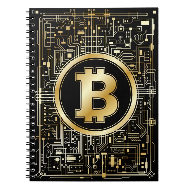 Bitcoin Logo Crypto Circuit Board Cryptocurrency Notebook (Front)