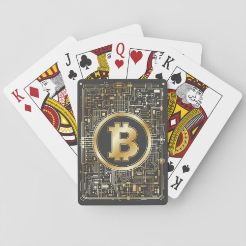 Bitcoin Logo Crypto Circuit Board Cryptocurrency Poker Cards