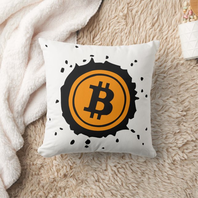Bitcoin Logo Crypto Currency Throw Pillow (Blanket)