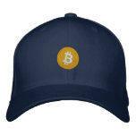 Bitcoin Logo Embroidered Flexfit Hat at Zazzle