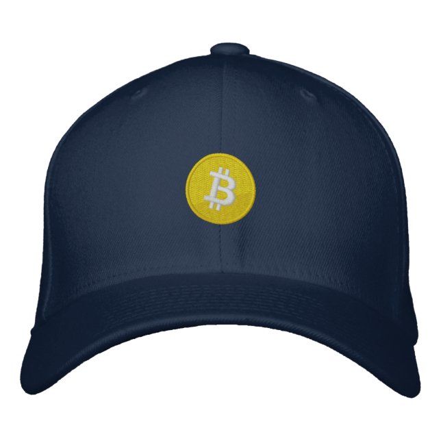Bitcoin Logo Embroidered FlexFit Hat (Front)