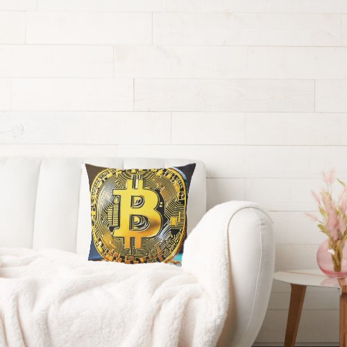  Bitcoin Logo Embroidered Throw Pillow _ Cryptocu