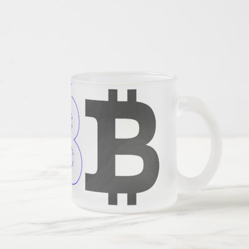 Bitcoin logo frosted glass coffee mug