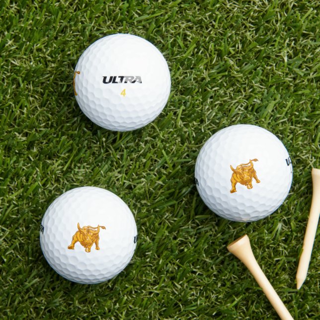 Bitcoin Logo Gold Bull Golf Balls (Insitu Grass)