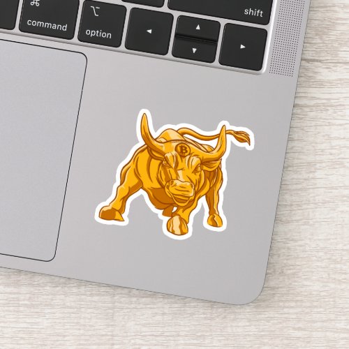 Bitcoin Logo Gold Bull  Sticker