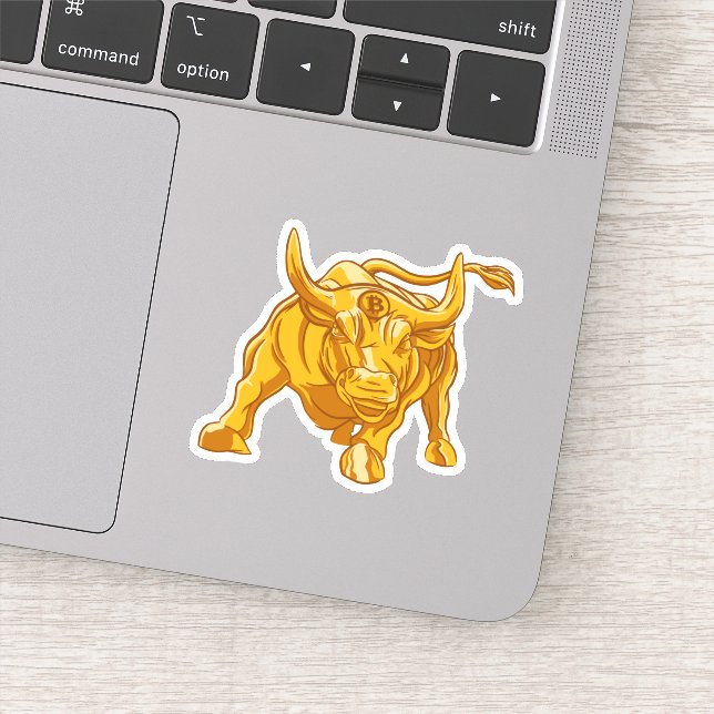 Bitcoin Logo Gold Bull  Sticker (Detail)