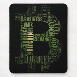 Bitcoin logo graphic wordart mouse pad