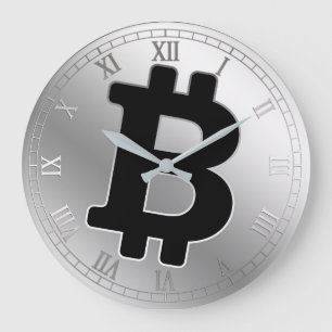 Bitcoin logo graphics business, office wall large clock