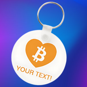 Bitcoin Logo in Heart Keychain