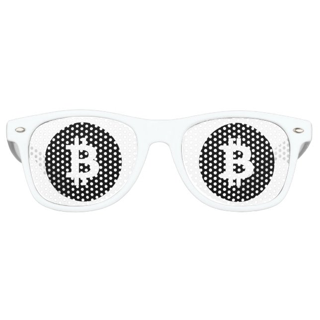 Bitcoin Logo Symbol Black Retro Sunglasses (Front)