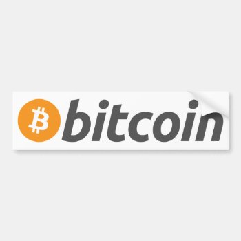 Bitcoin Logo   Text Bumper Sticker by myshopz at Zazzle