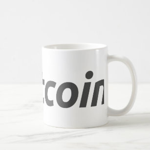 Bitcoin logo + text coffee mug